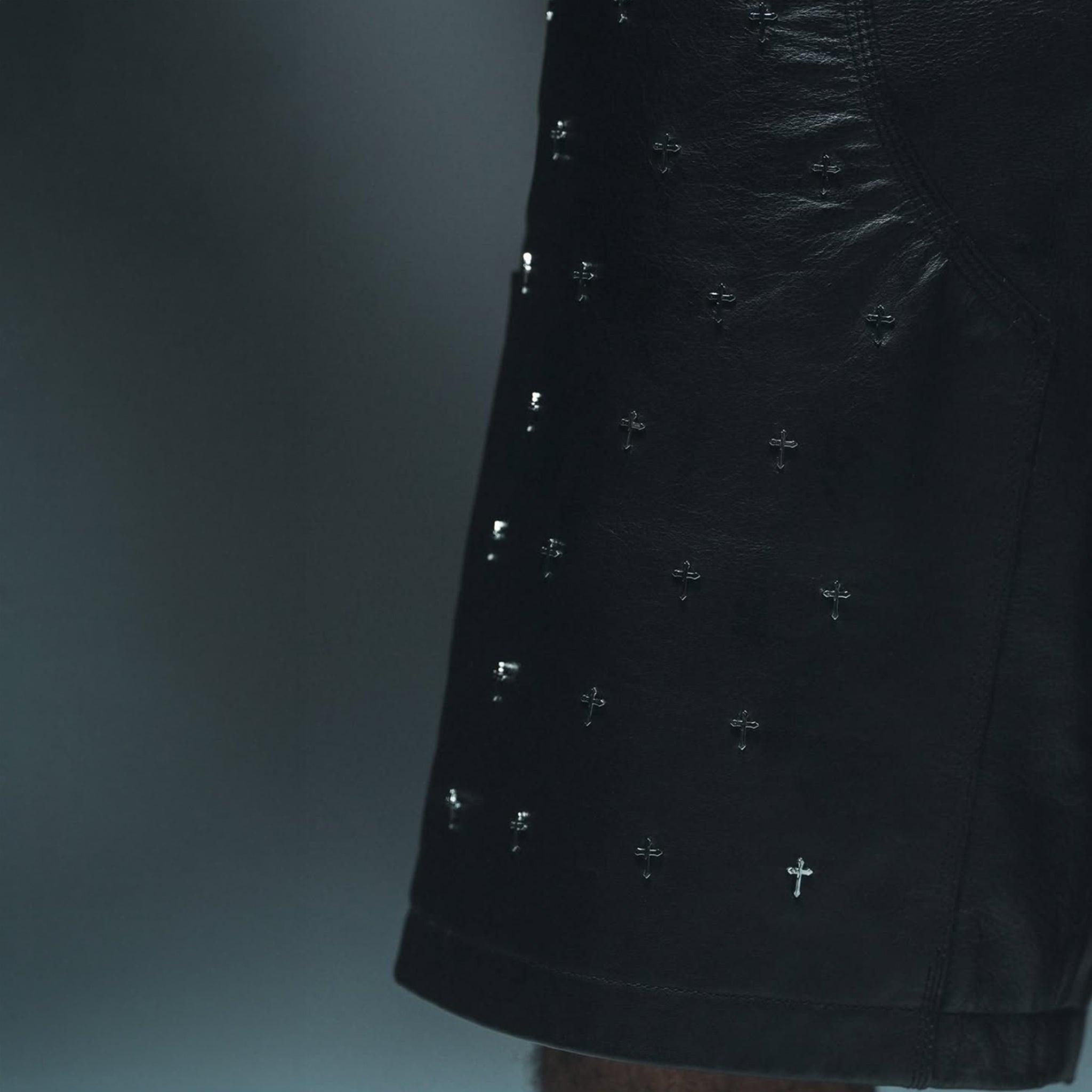 Leather Double Knee Cross Shorts