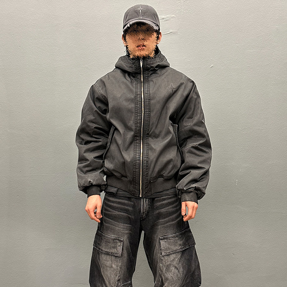 Dyed Snowflakes Logo Washing Puffer Jacket