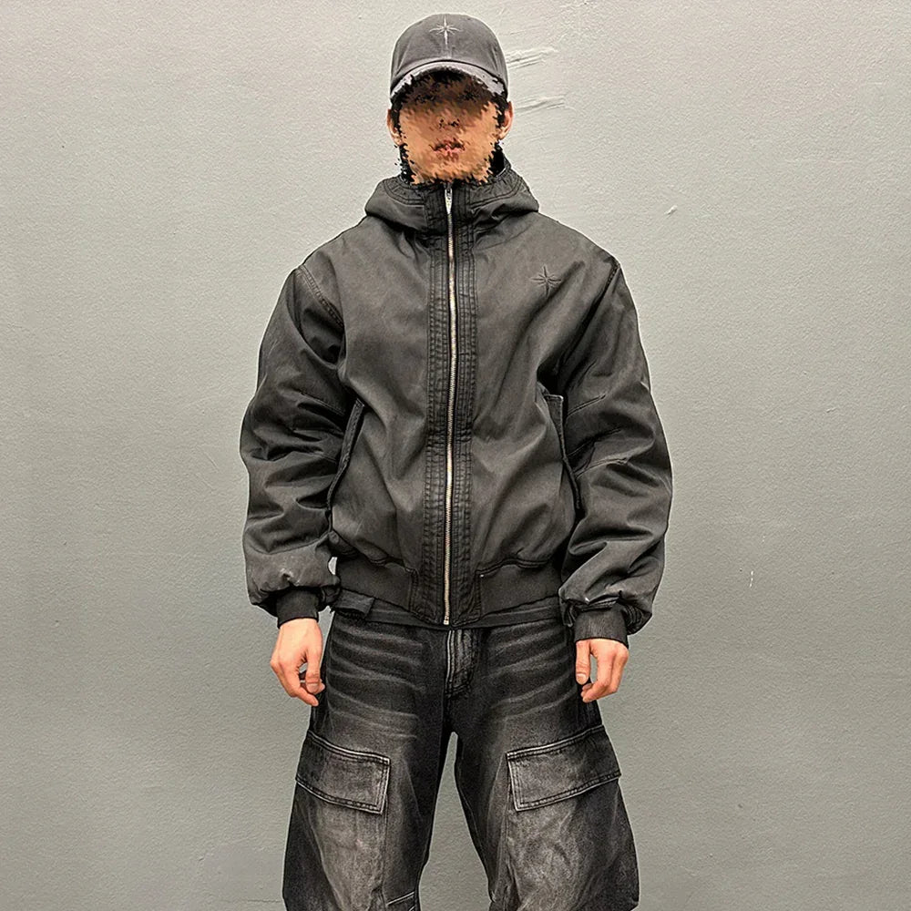 Dyed Snowflakes Logo Washing Puffer Jacket - BLR BLUER - VENTURER