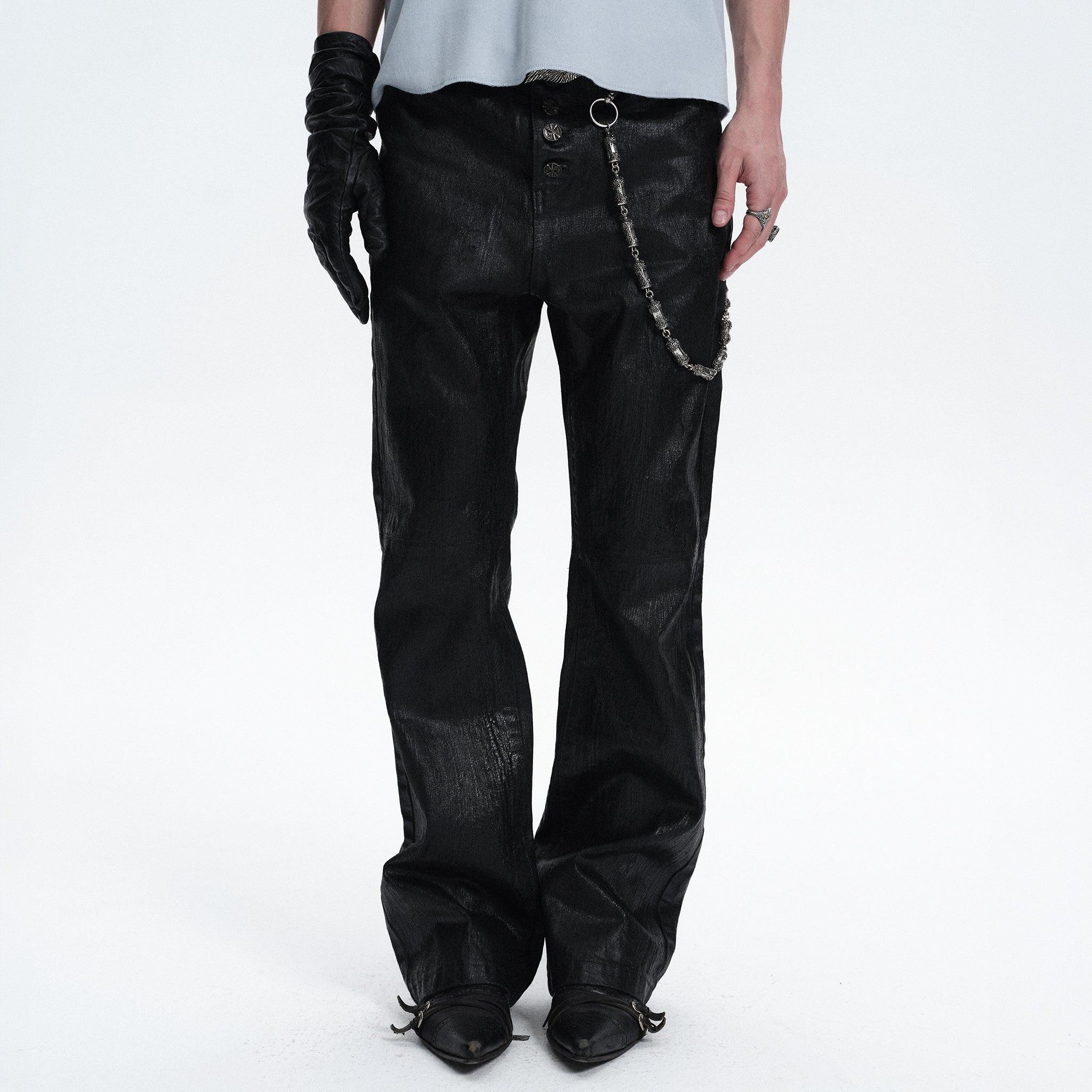 Waxed Flare Denim Trouser