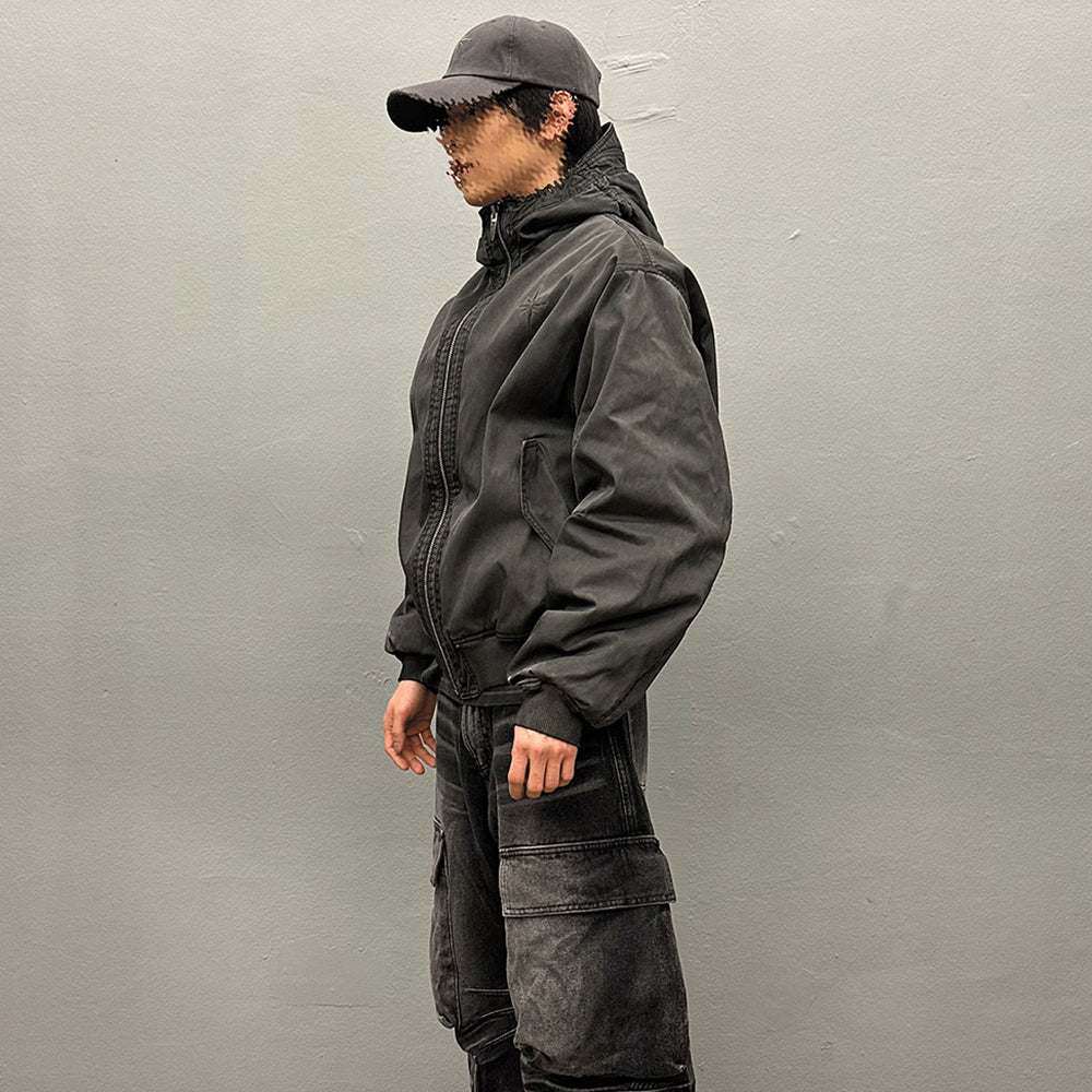 Dyed Snowflakes Logo Washing Puffer Jacket