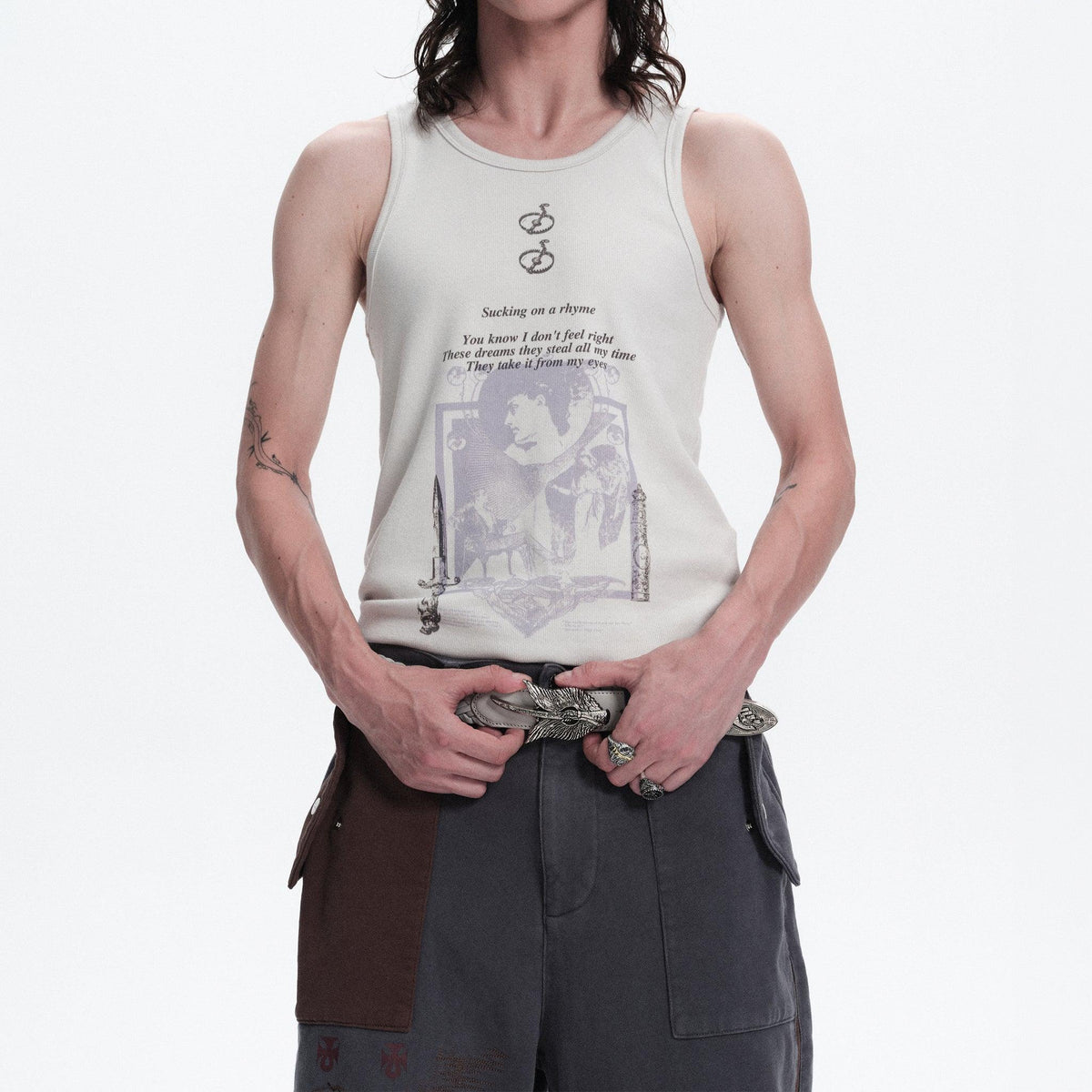 Graphic Ribbed Tanktop