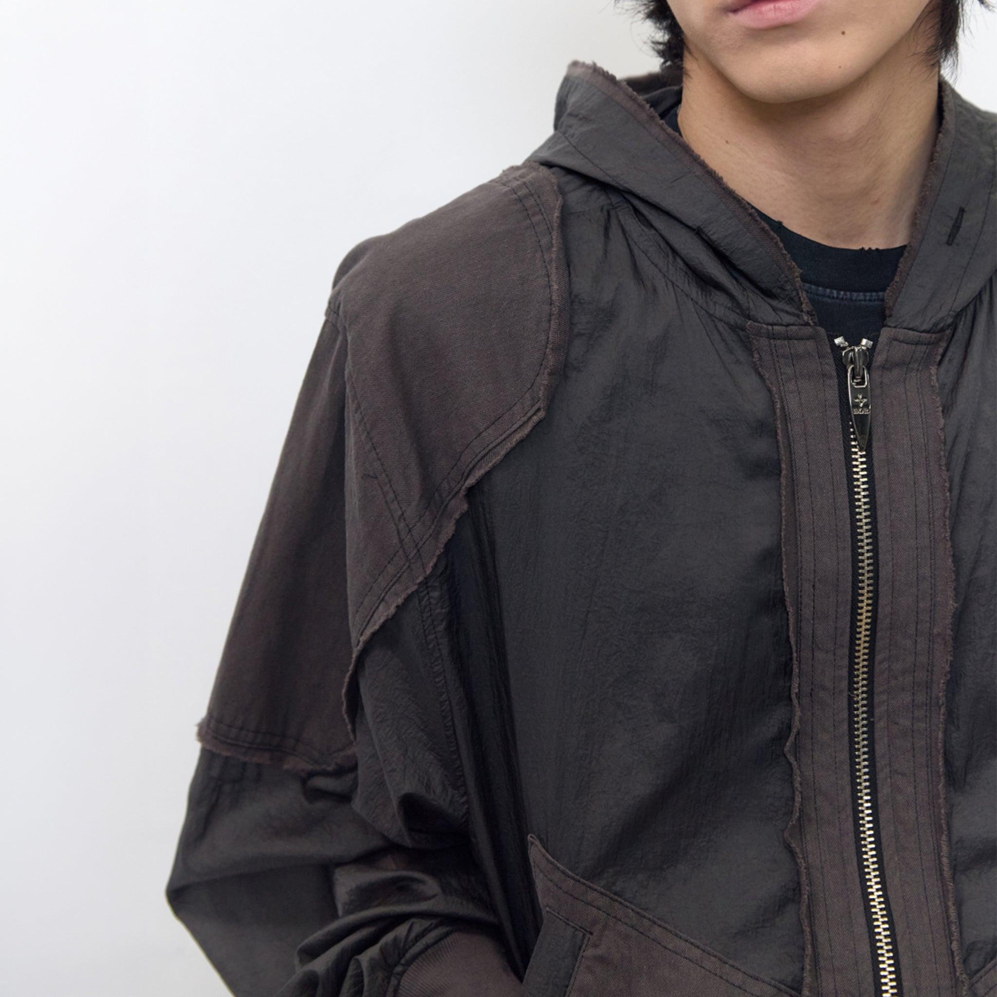 Raw Edged Sheer Hoodie Jacket