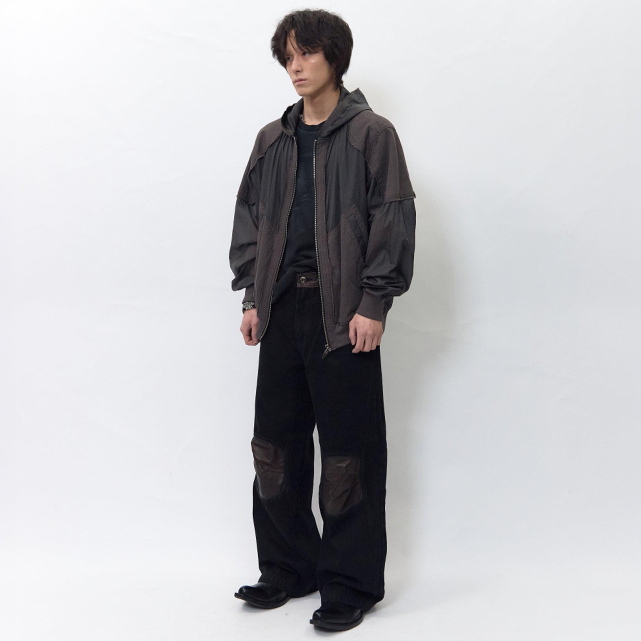 Raw Edged Sheer Hoodie Jacket
