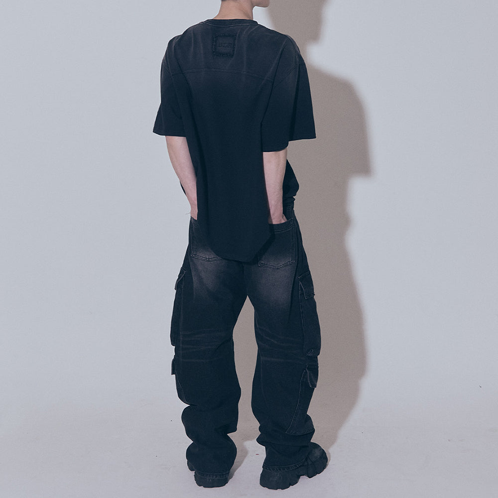 Curved Quad Cargo Washing Denim Pants