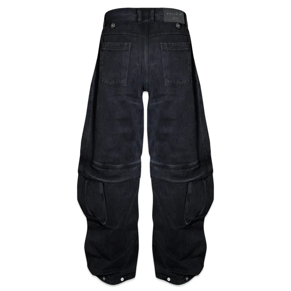 Divided Curved Line Double Buckle Pants - BLR BLUER - VENTURER