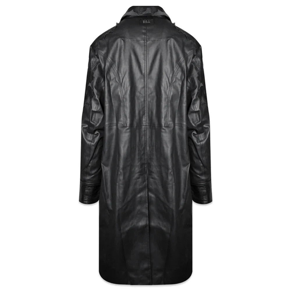 Lambskin Coated Denim Mixed Long Coat - BLR BLUER - VENTURER