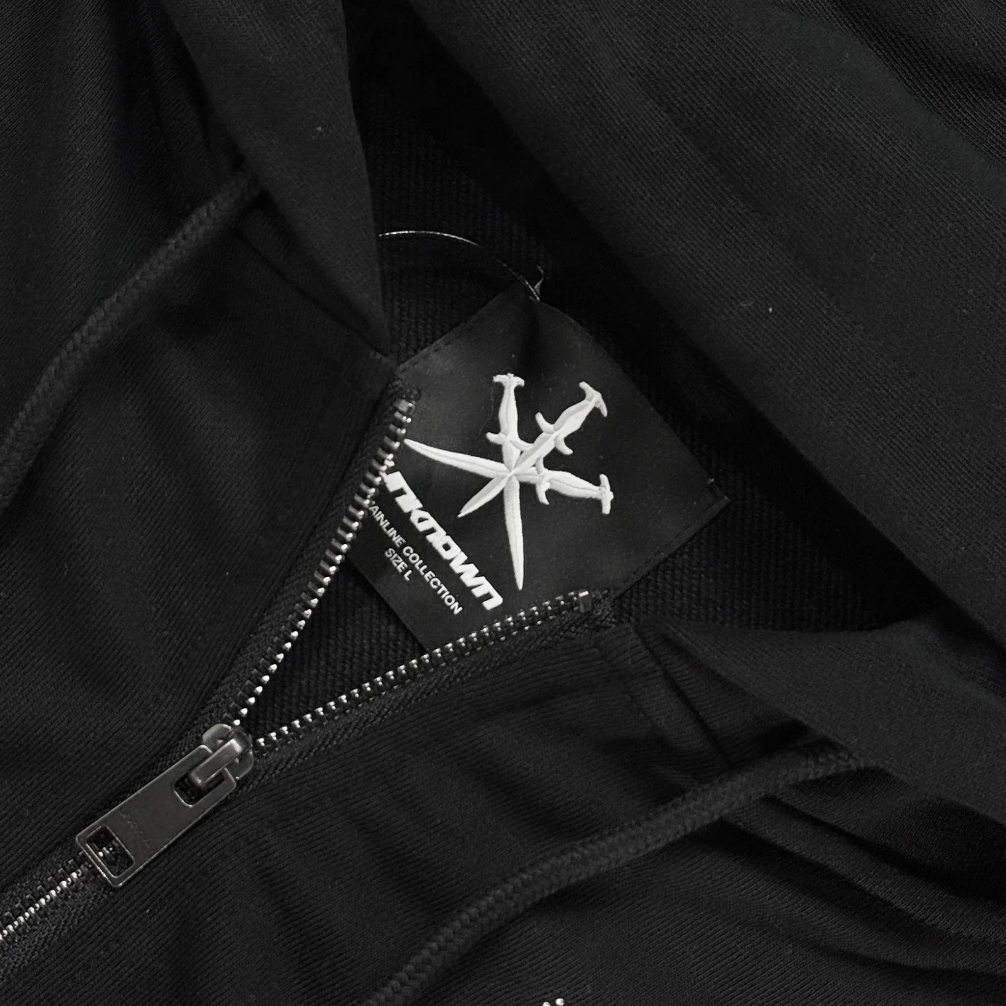Cross Rhinestone Zip Up Hoodie - UNKNOWN LONDON - VENTURER