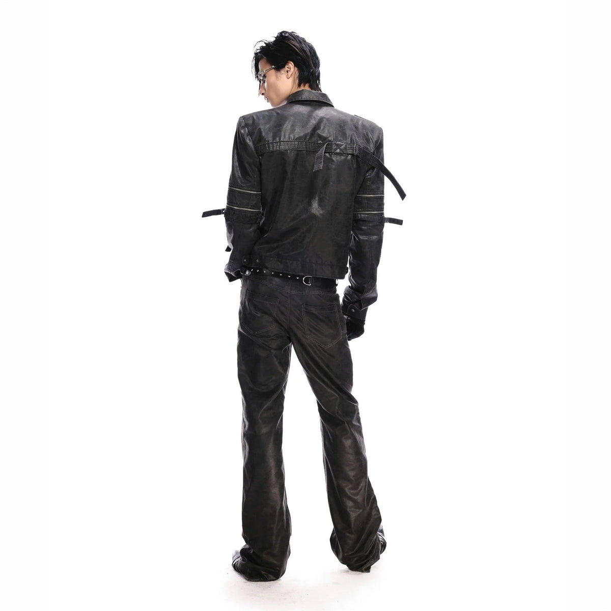 Military Leather Trucker Jacket