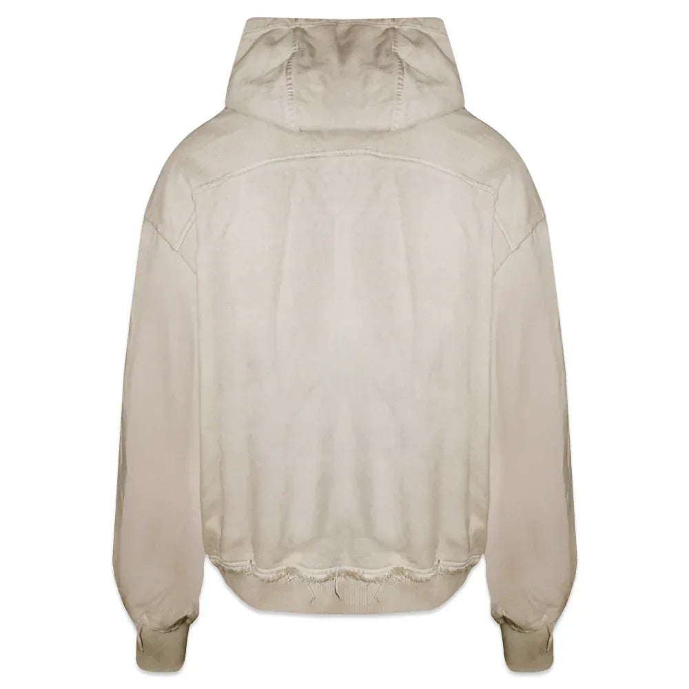 Dyed Raw-edged Hoodie with Linen Muffler - BLR BLUER - VENTURER