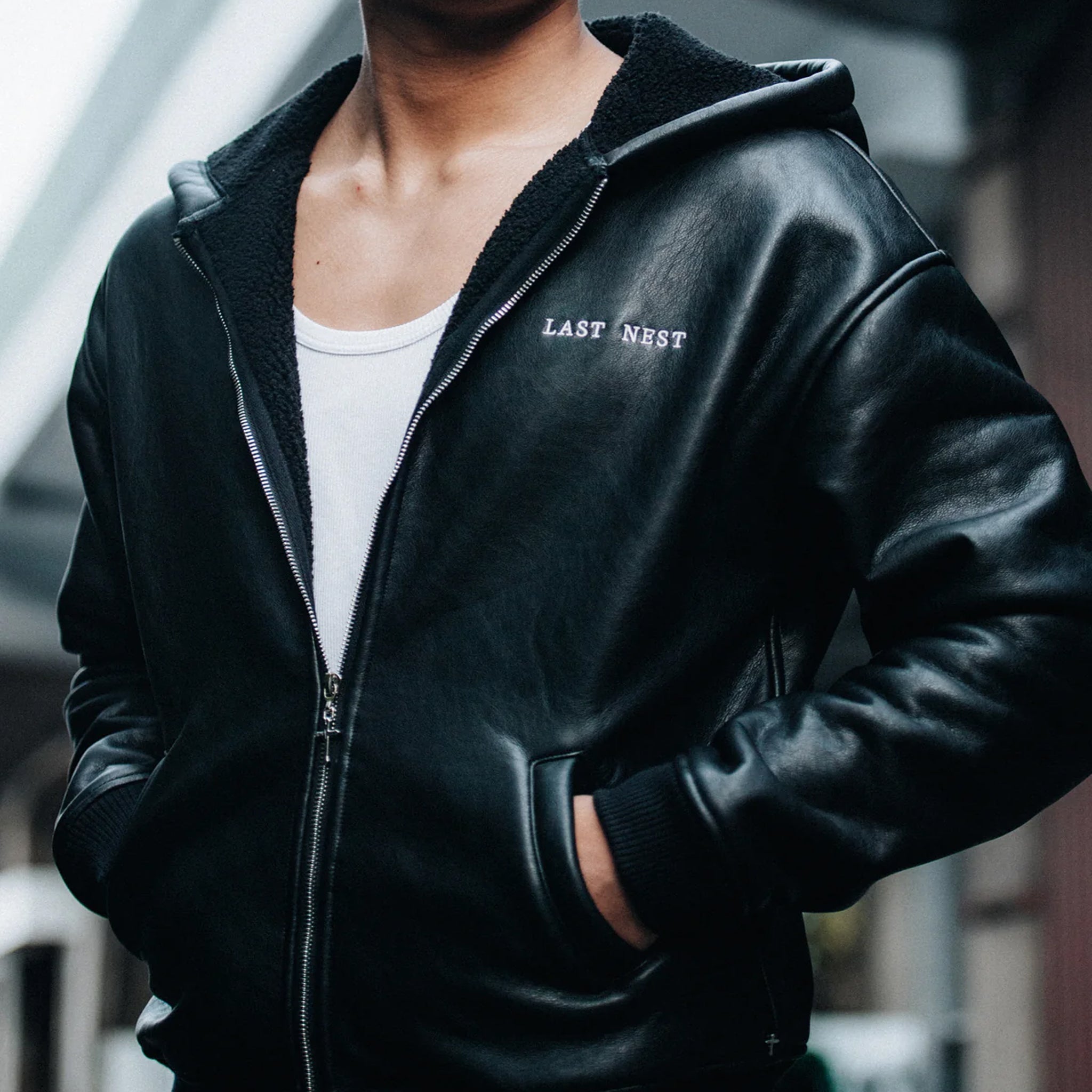 Faux Leather Boa Hoodie