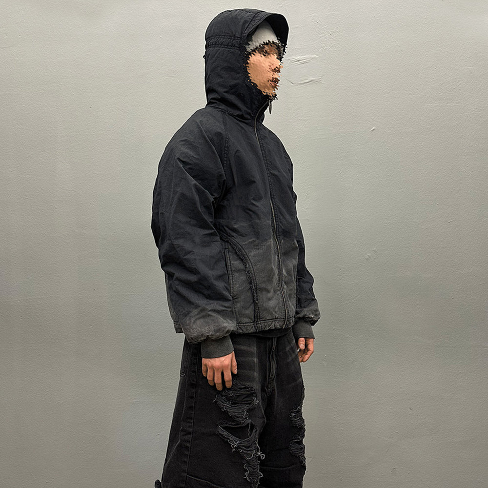 Destroyed Gradation Washing Puffer Jacket
