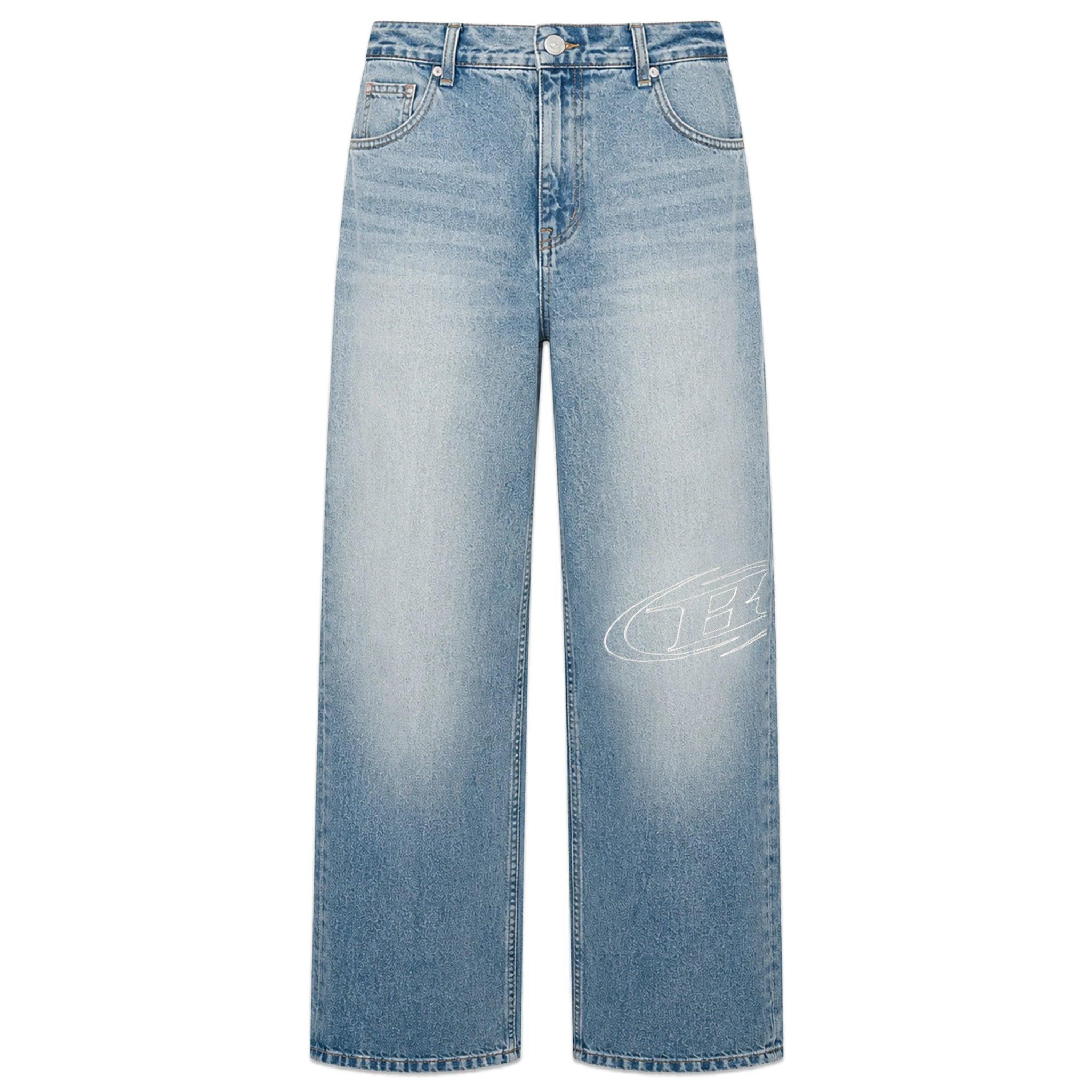 Stroke B Washed Wide Denim Pants