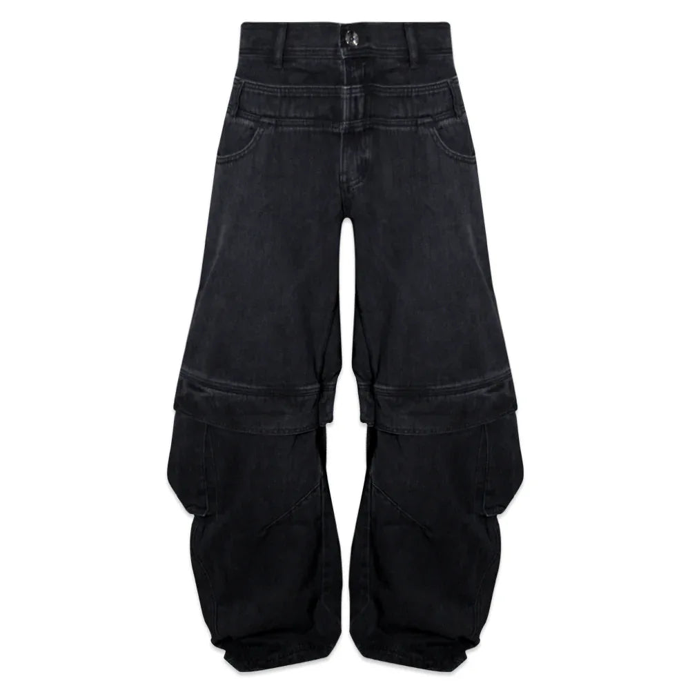 Divided Curved Line Double Buckle Pants - BLR BLUER - VENTURER