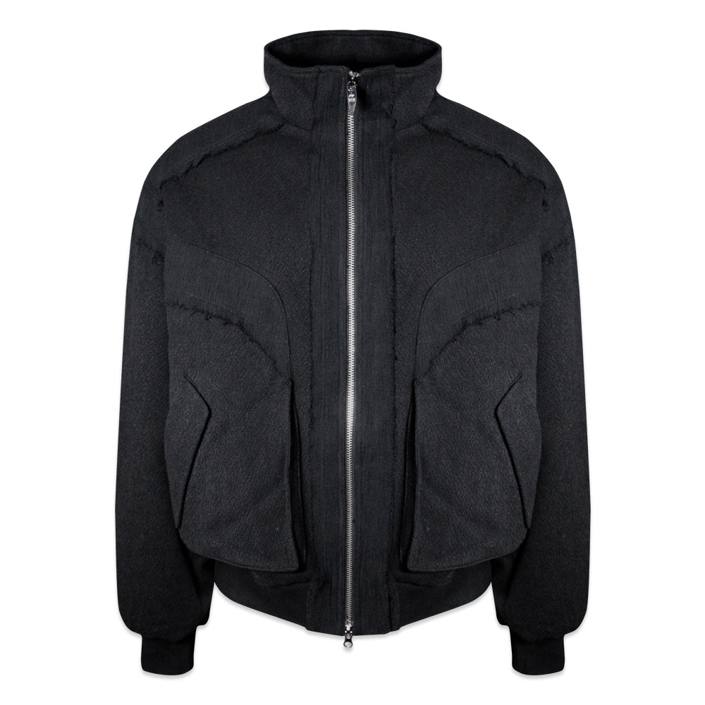 Heavy Texture Wool Linen Puffer Jacket