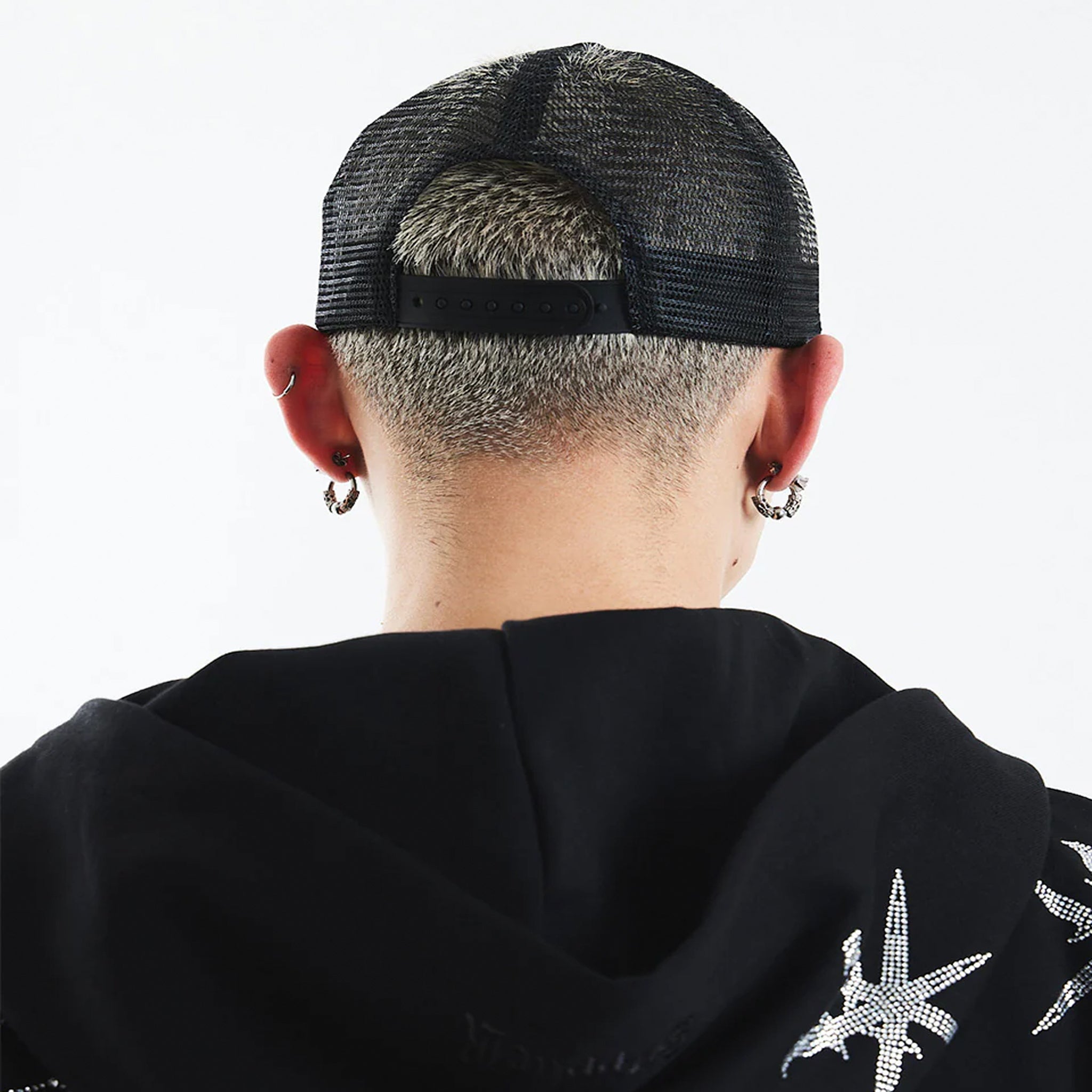 Dagger Cross Leather Patch Mesh Cap