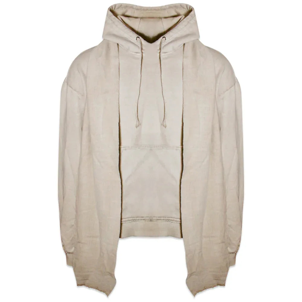 Dyed Raw-edged Hoodie with Linen Muffler - BLR BLUER - VENTURER