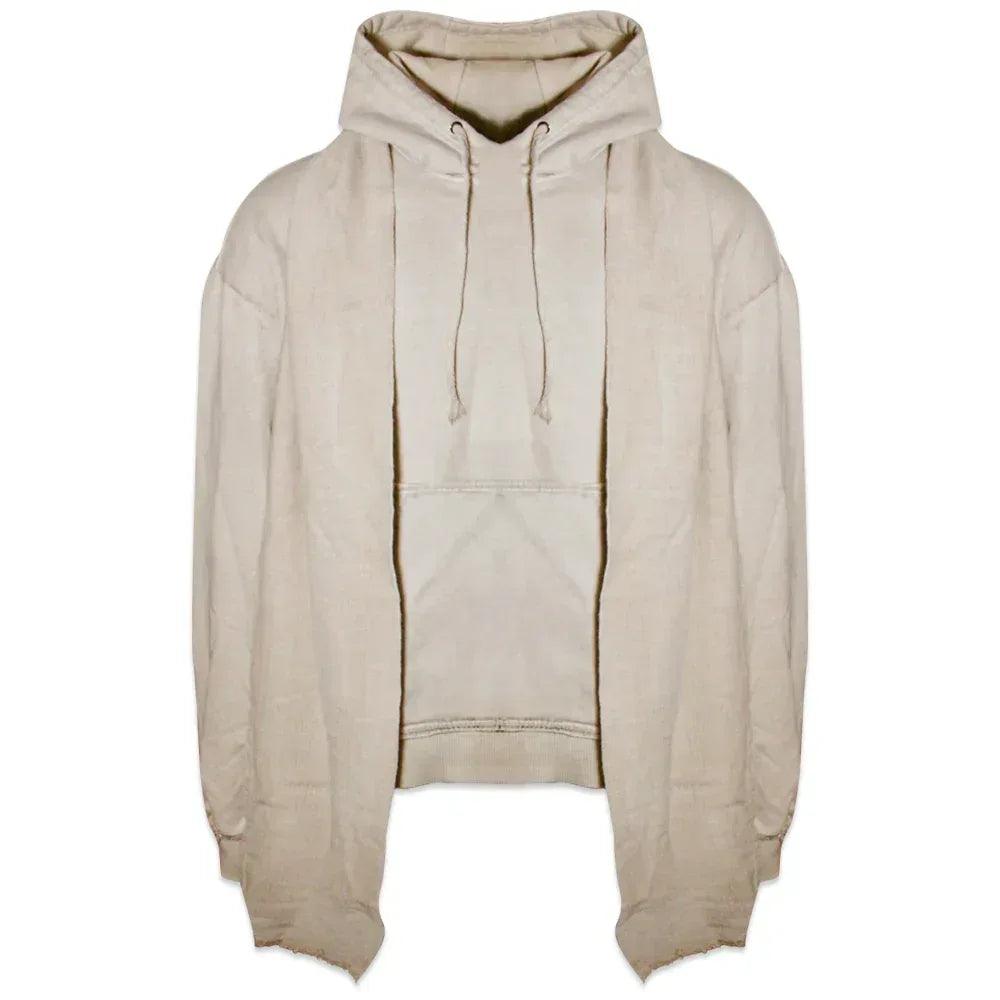 Dyed Raw-edged Hoodie with Linen Muffler - BLR BLUER - VENTURER