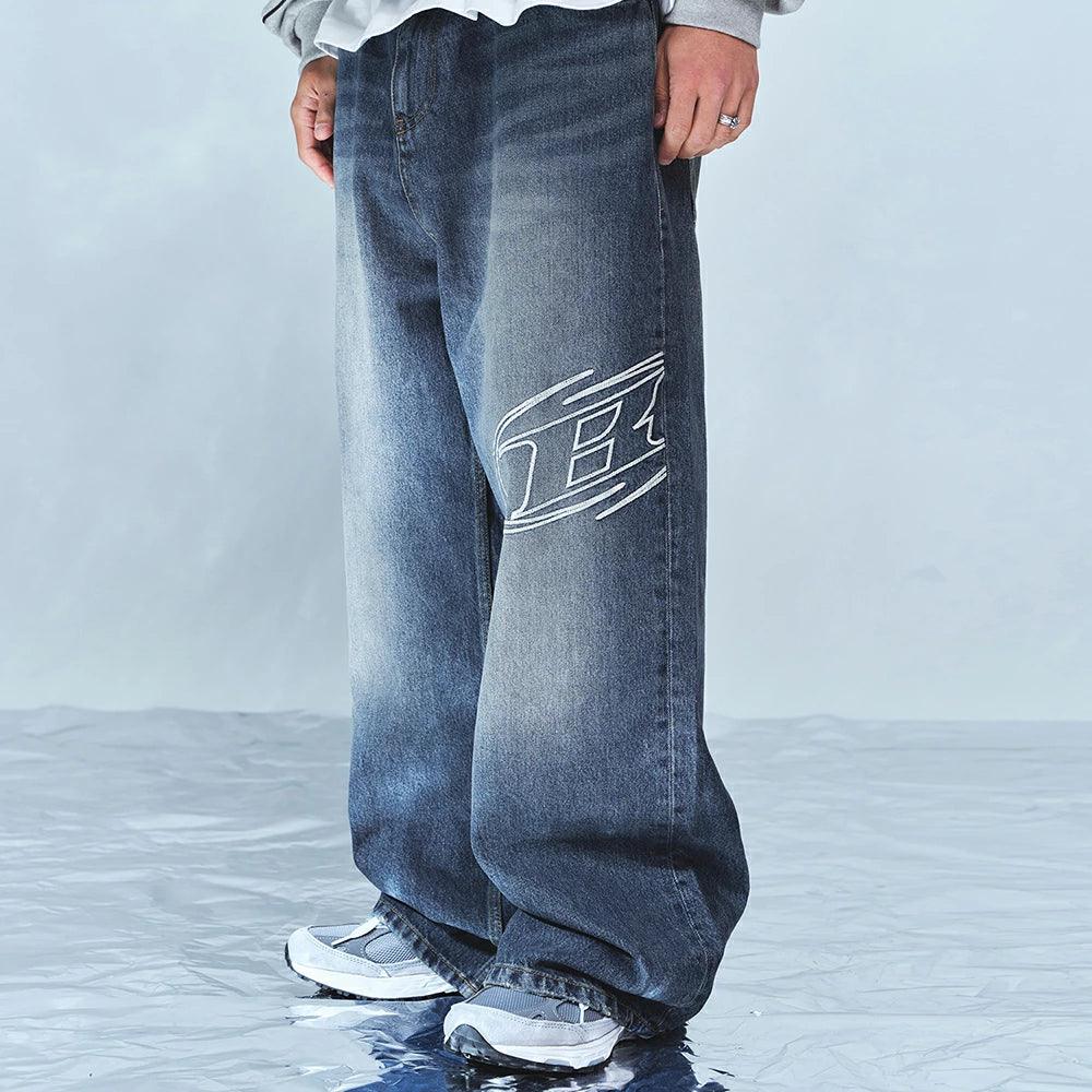 Stroke B Washed Wide Denim Pants