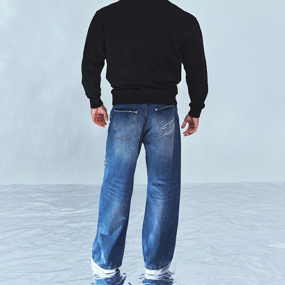 Stroke B Washed Wide Denim Pants