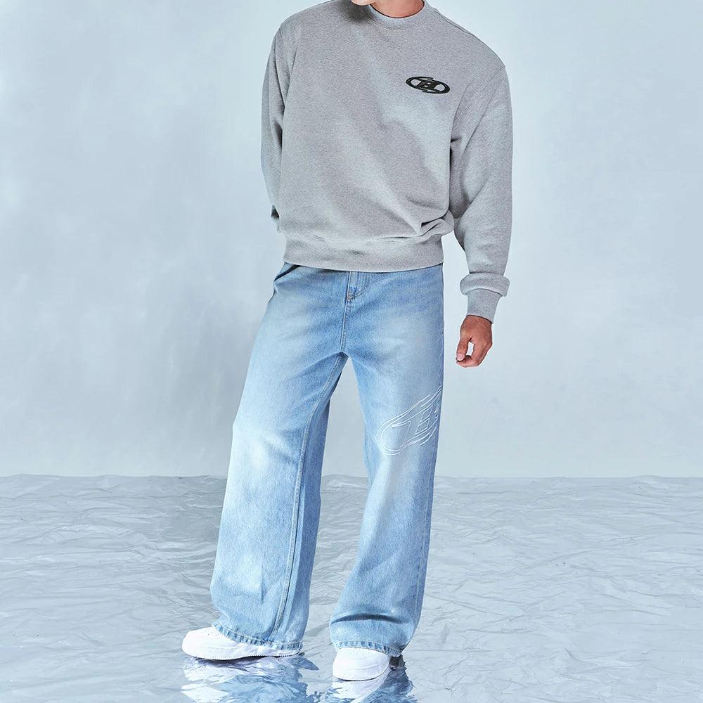 Stroke B Washed Wide Denim Pants