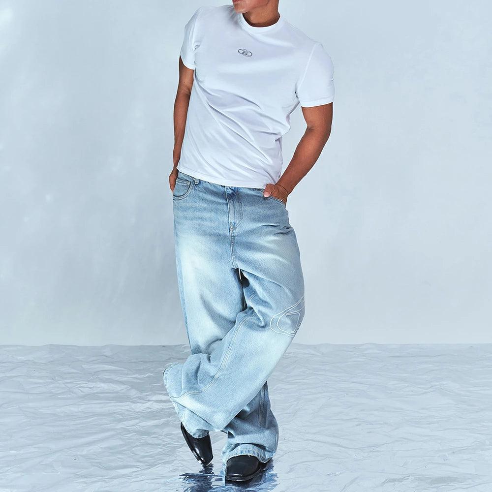 Stroke B Washed Wide Denim Pants