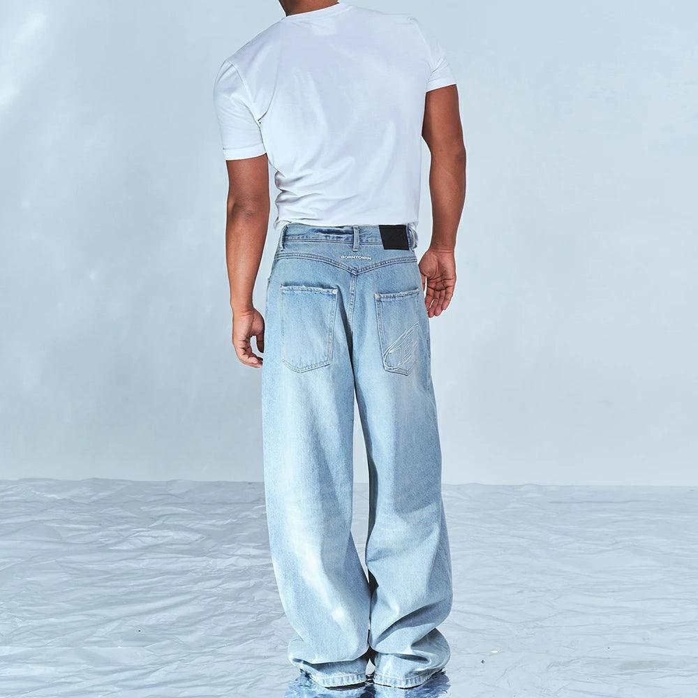 Stroke B Washed Wide Denim Pants
