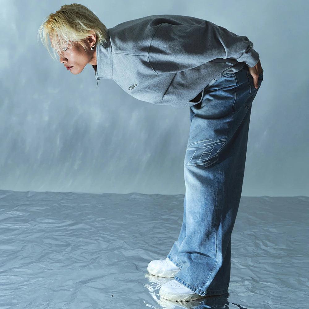 Stroke B Washed Wide Denim Pants