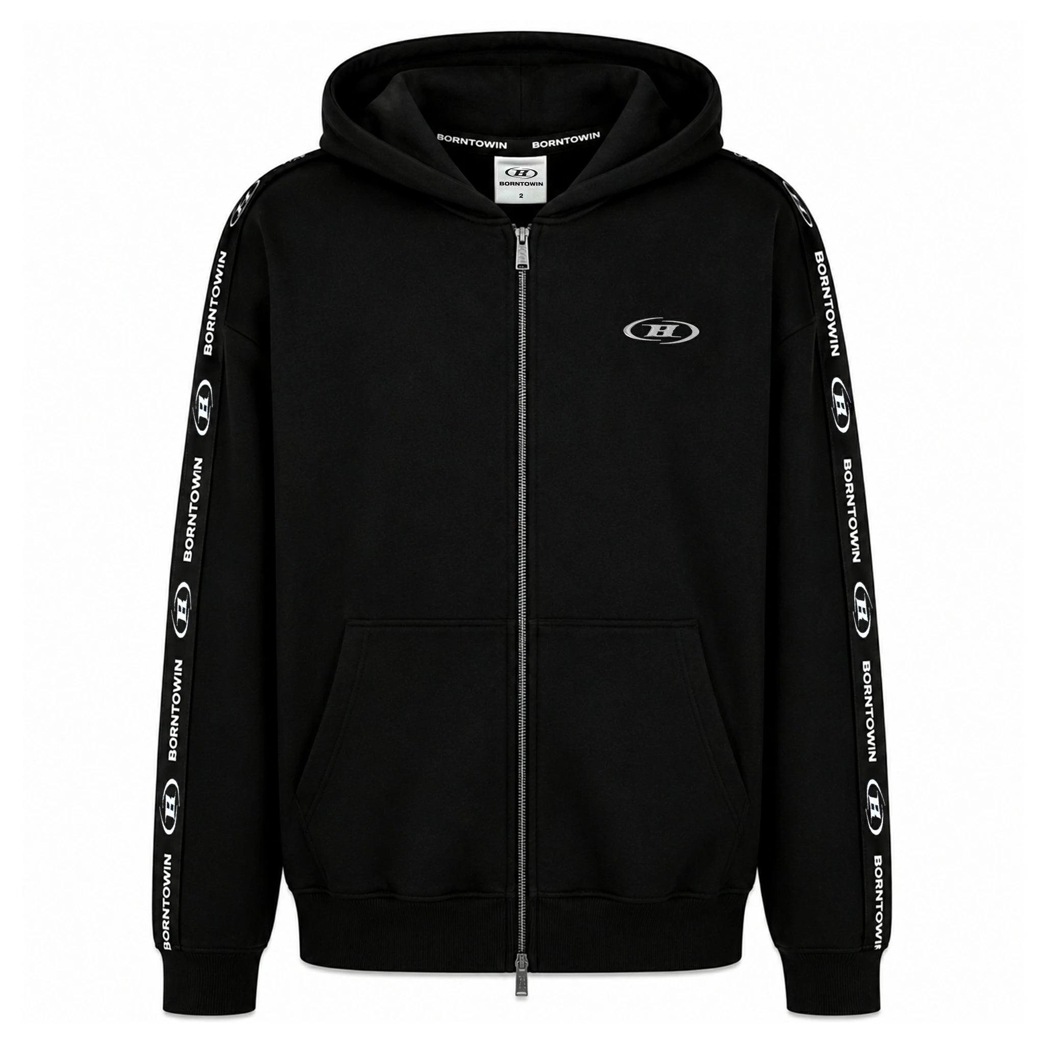 Big Chrome B Black Line Zip Up Hoodie