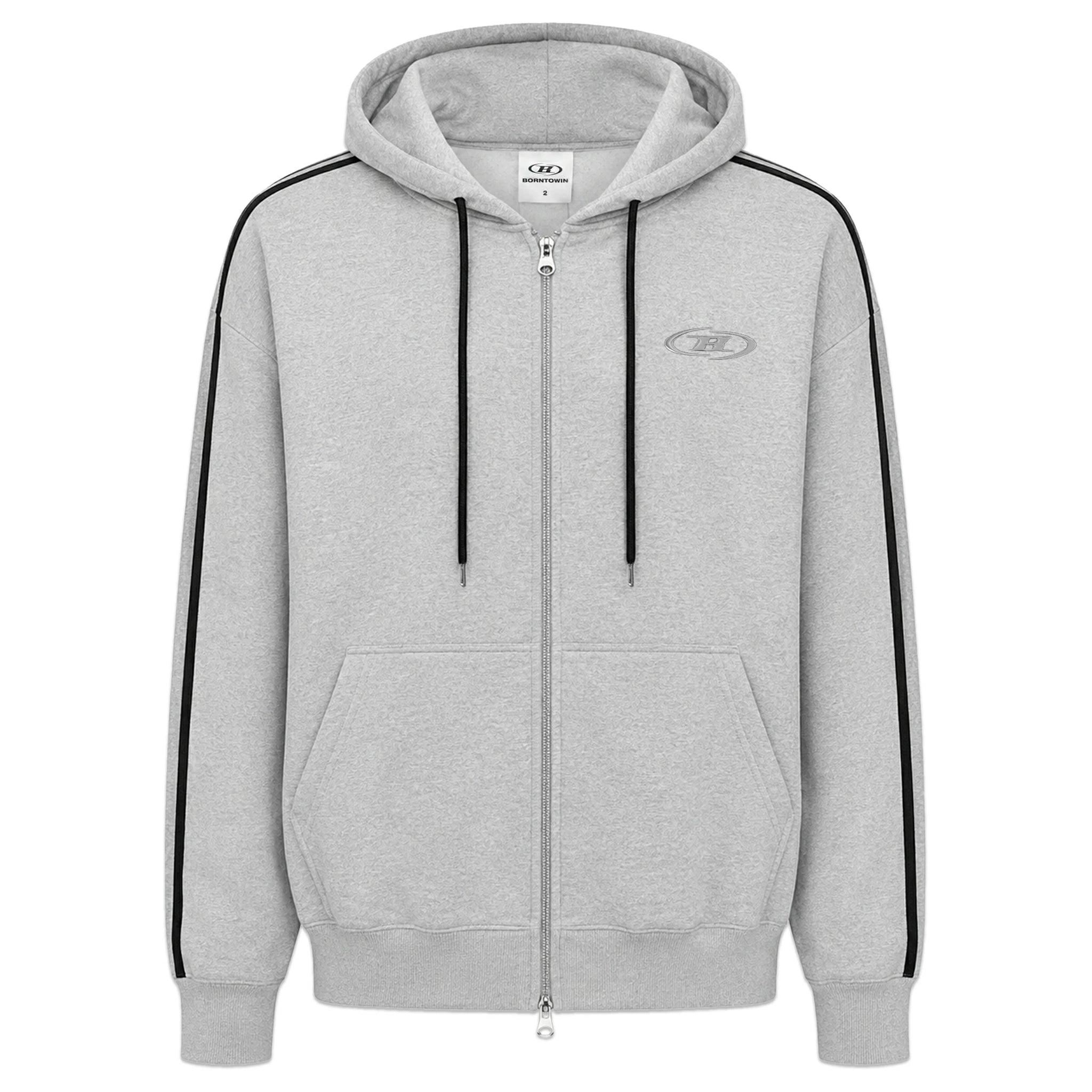 Big Chrome B Logo Track Line Zip Up Hoodie