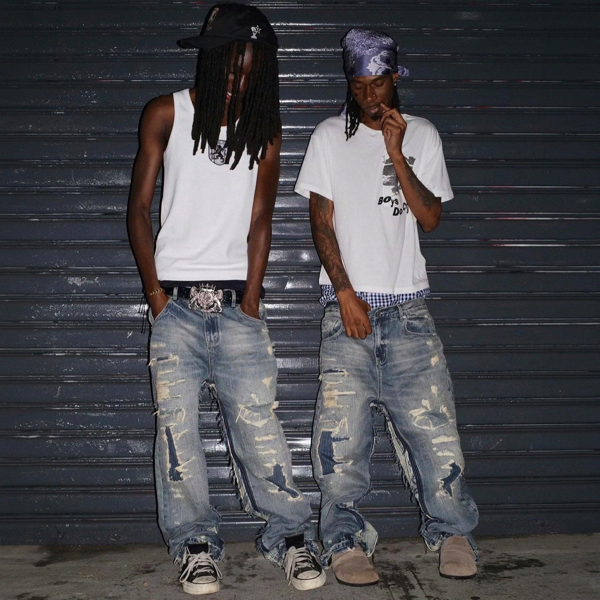 Layered Distressed Jeans