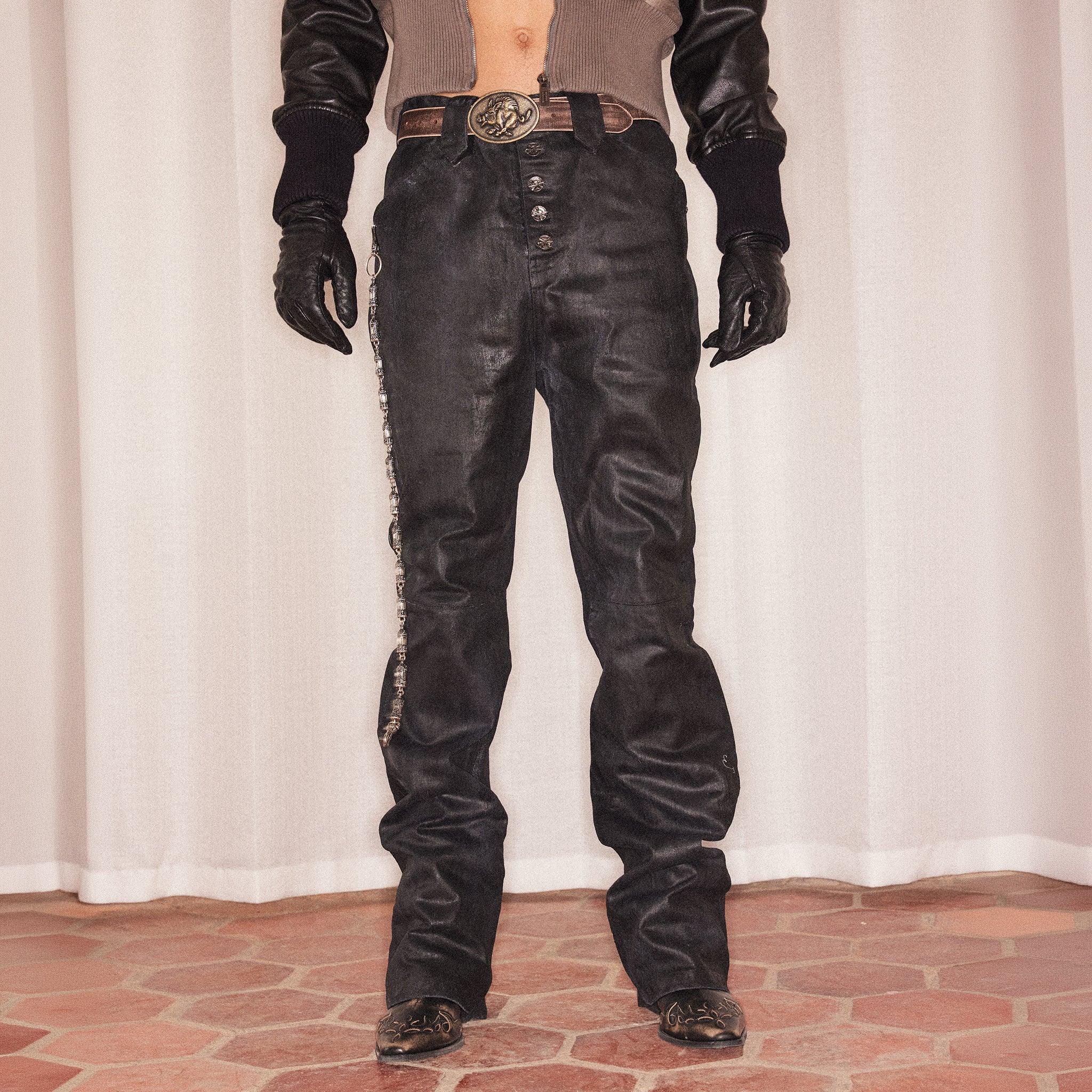 Waxed Flare Denim Trouser