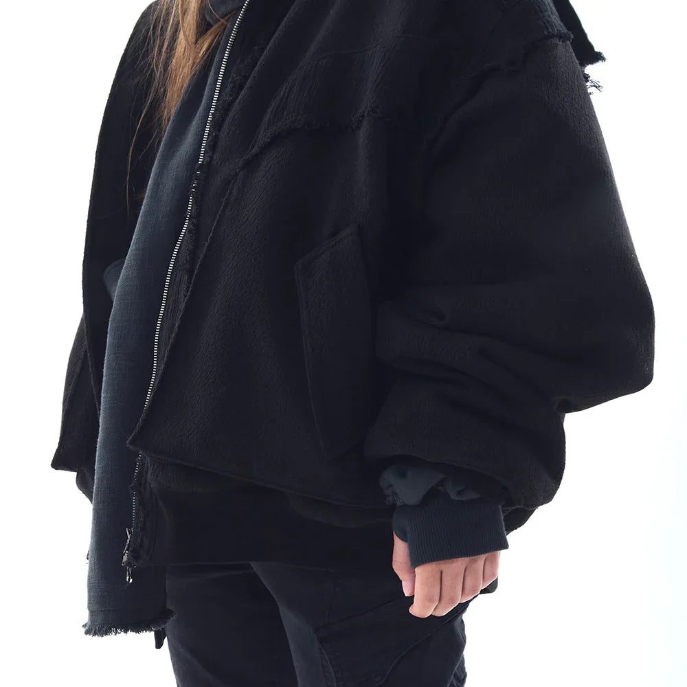 Heavy Texture Wool Linen Puffer Jacket - BLR BLUER - VENTURER