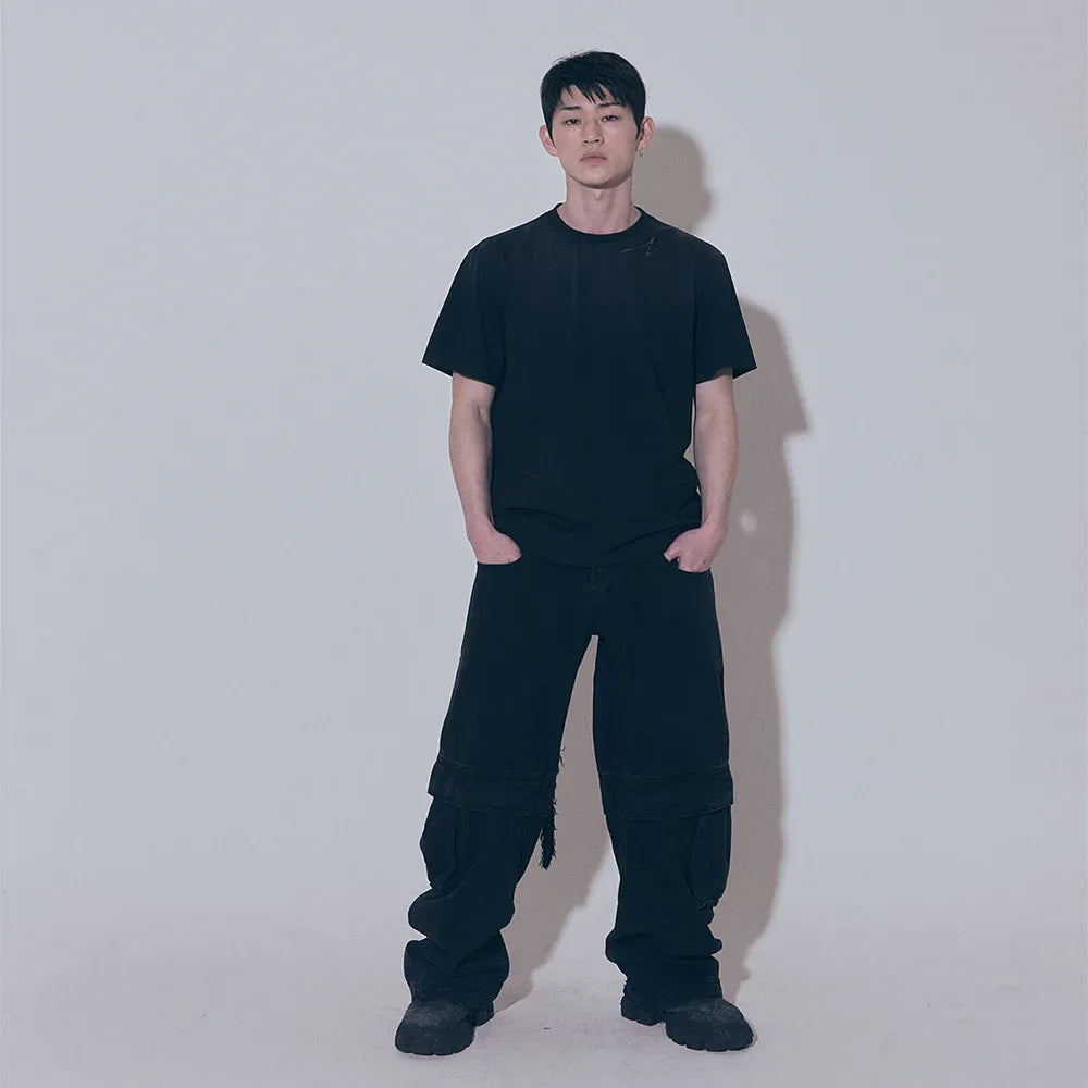 Divided Curved Line Double Buckle Pants - BLR BLUER - VENTURER