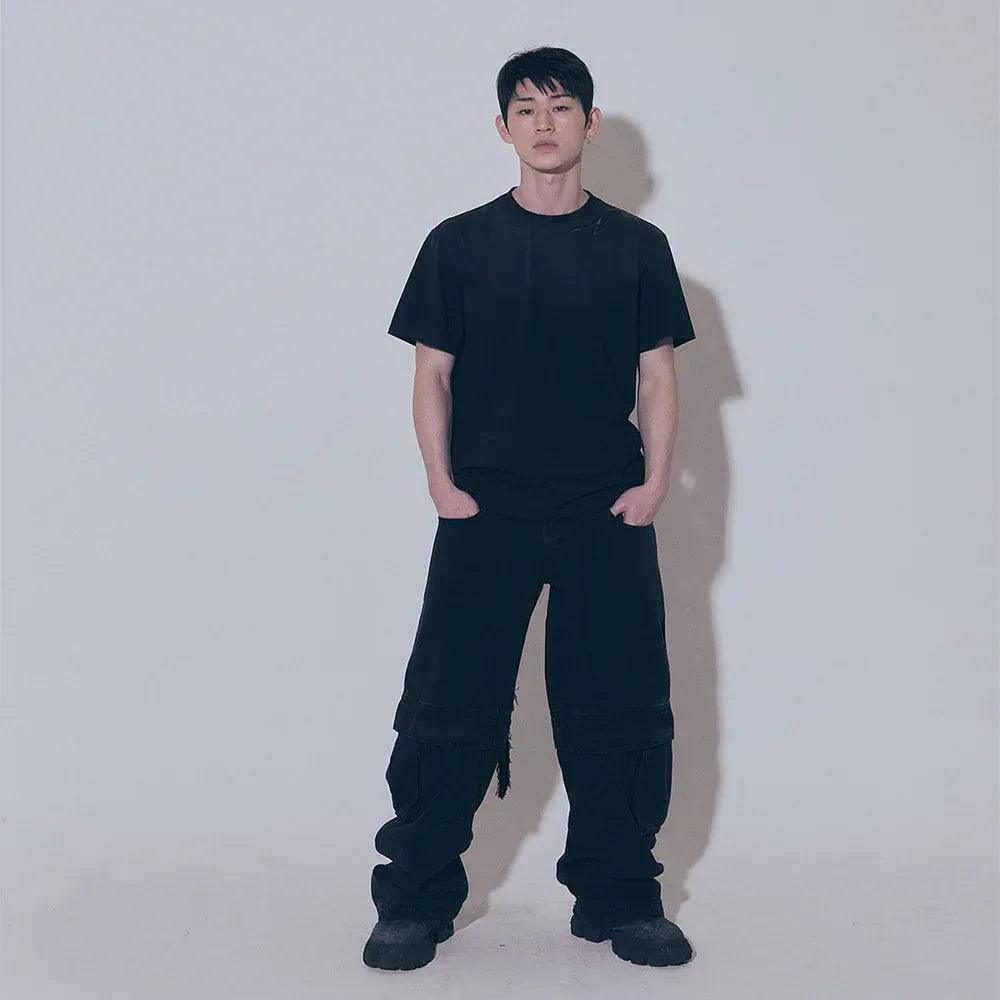 Divided Curved Line Double Buckle Pants - BLR BLUER - VENTURER