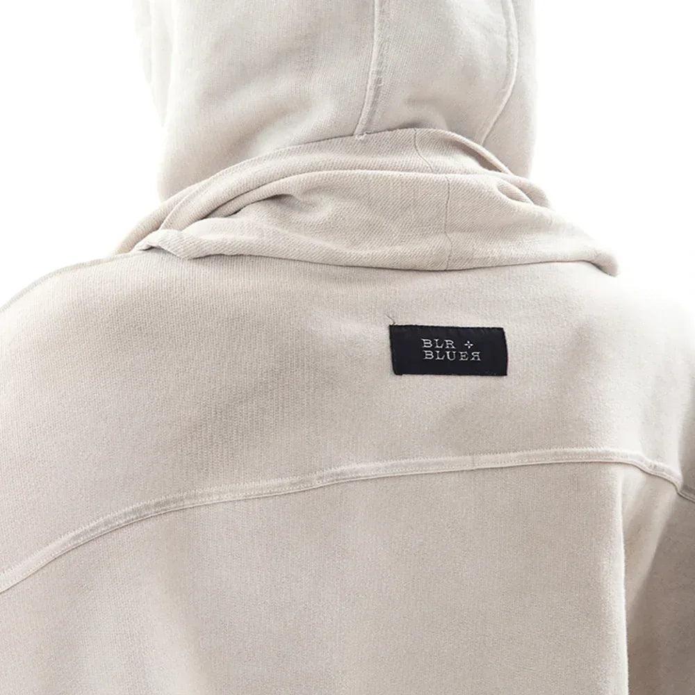Dyed Raw-edged Hoodie with Linen Muffler - BLR BLUER - VENTURER