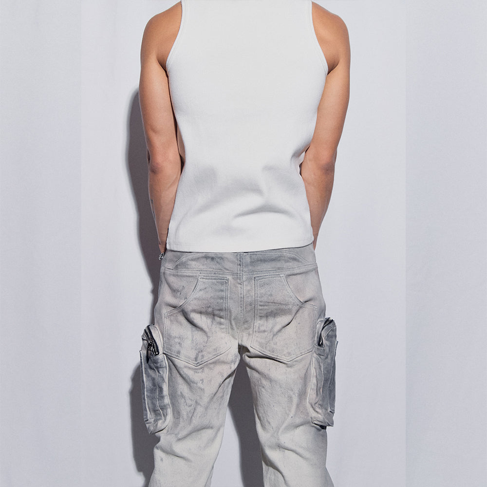 Double Pocket Hand Washing Flare Pants