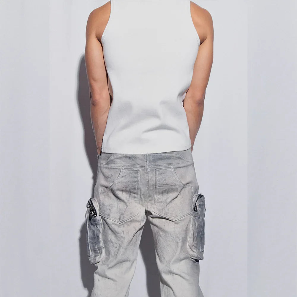 Double Pocket Hand Washing Flare Pants - BLR BLUER - VENTURER