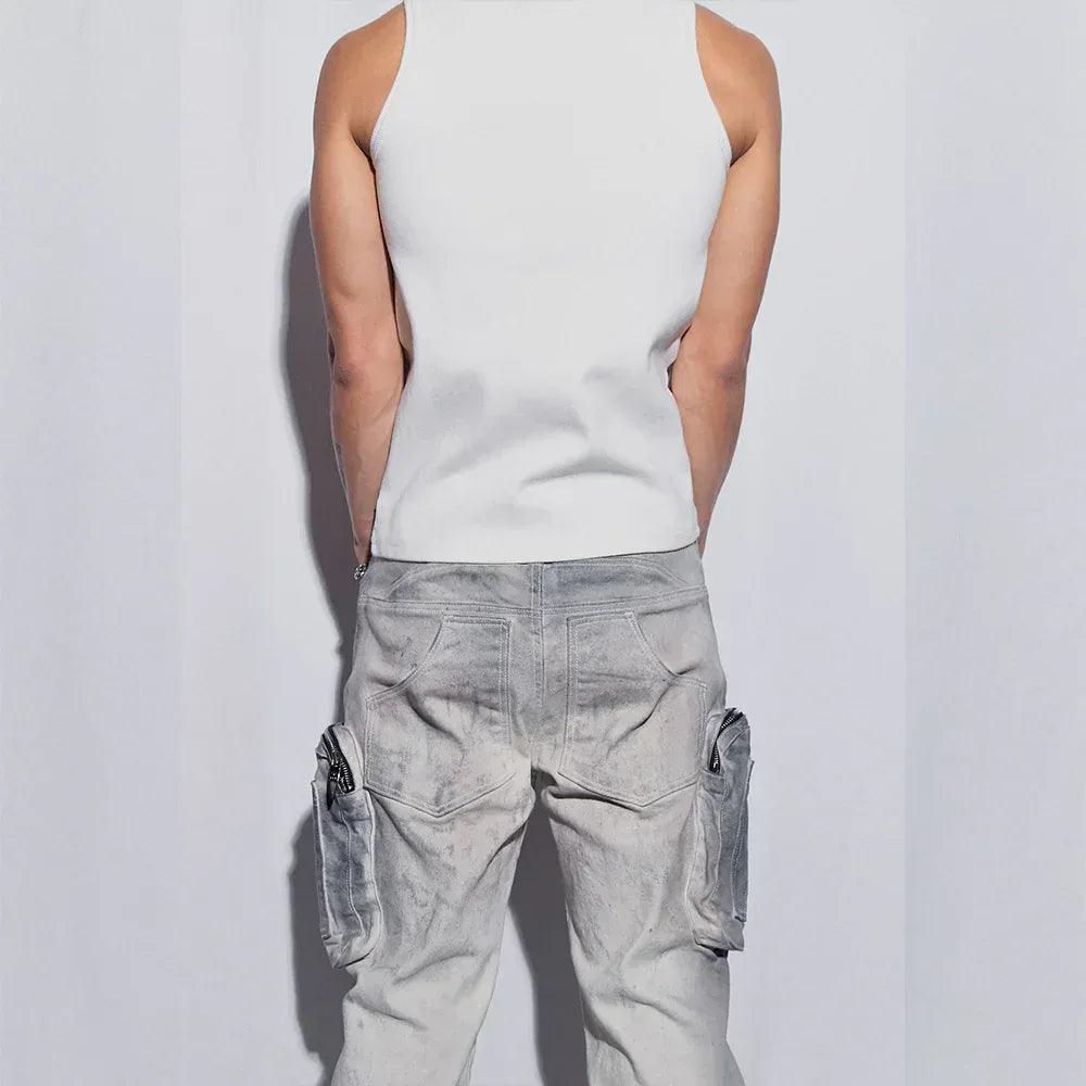 Double Pocket Hand Washing Flare Pants - BLR BLUER - VENTURER