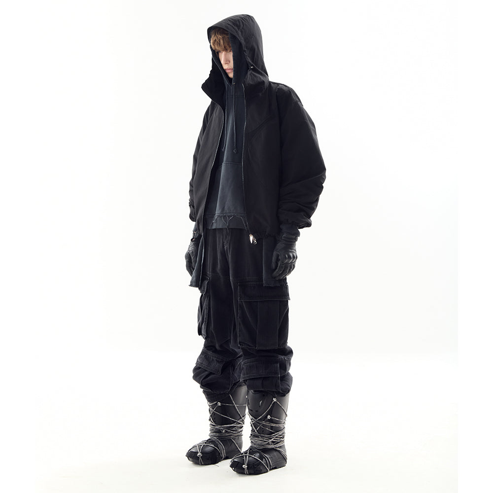 Utility Cargo Washed Denim Pants