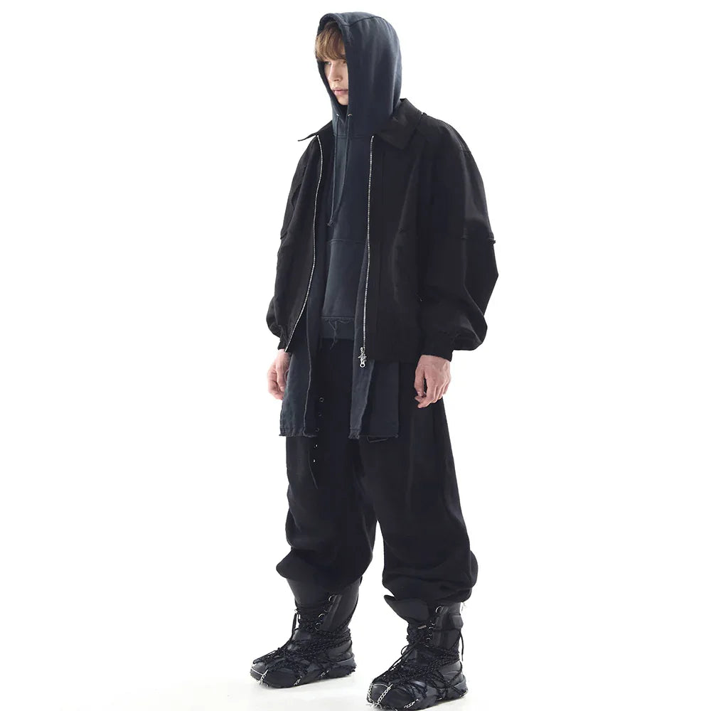 Stucked Belt Low Density Cotton and Raw-edged Pants - BLR BLUER - VENTURER