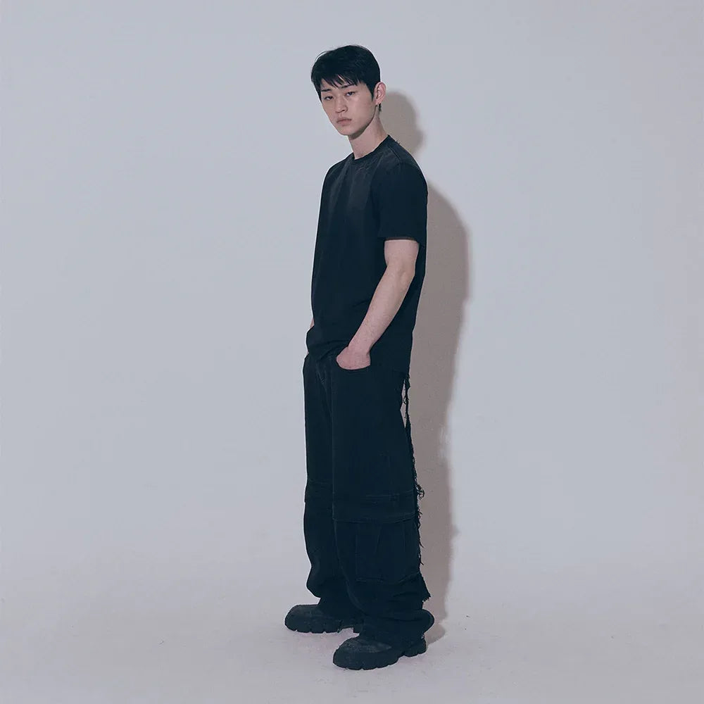 Divided Curved Line Double Buckle Pants - BLR BLUER - VENTURER