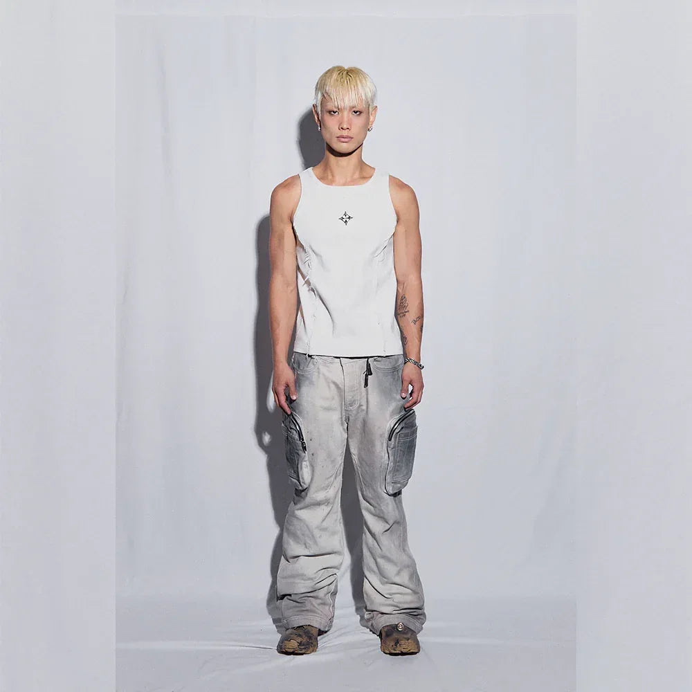 Double Pocket Hand Washing Flare Pants - BLR BLUER - VENTURER