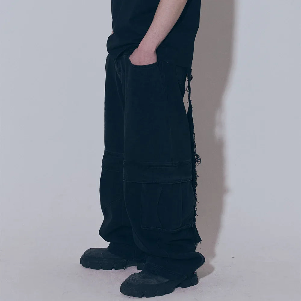 Divided Curved Line Double Buckle Pants - BLR BLUER - VENTURER