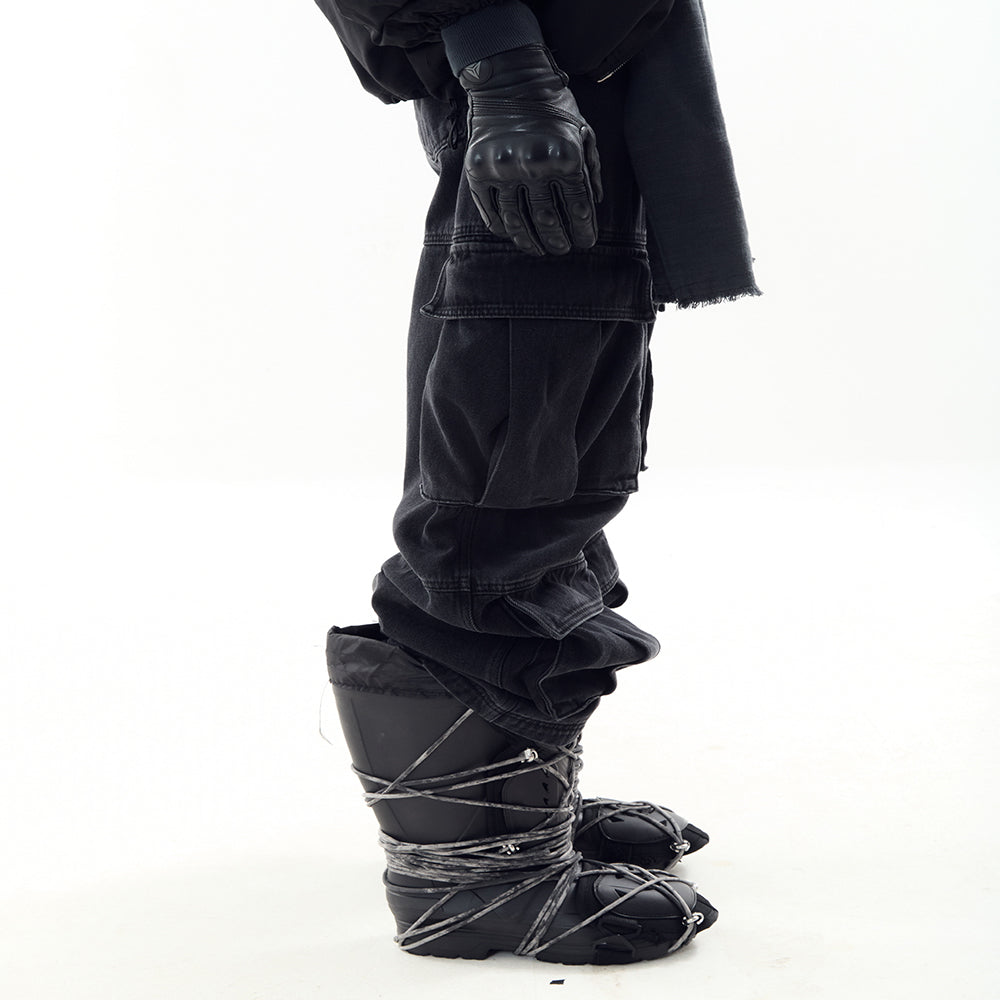 Utility Cargo Washed Denim Pants