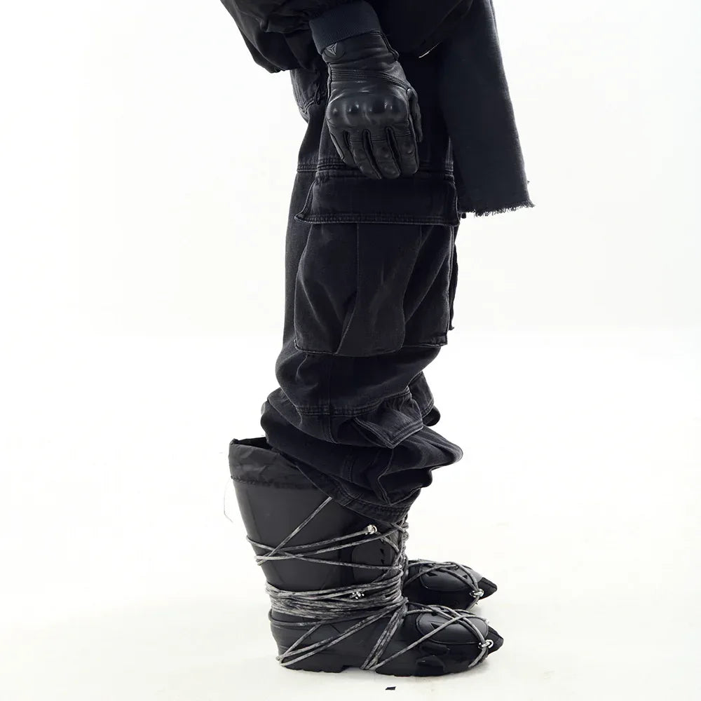 Utility Cargo Washed Denim Pants - BLR BLUER - VENTURER