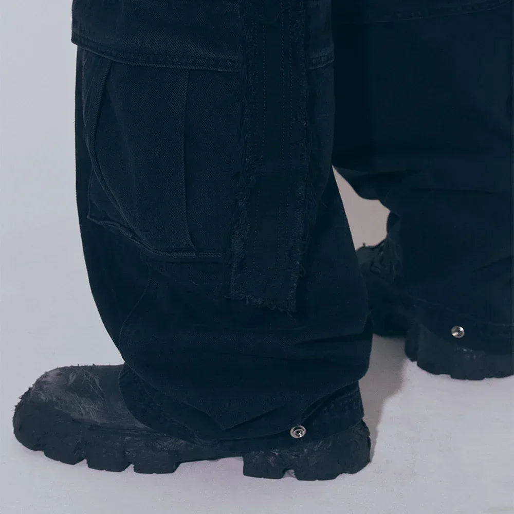 Divided Curved Line Double Buckle Pants - BLR BLUER - VENTURER