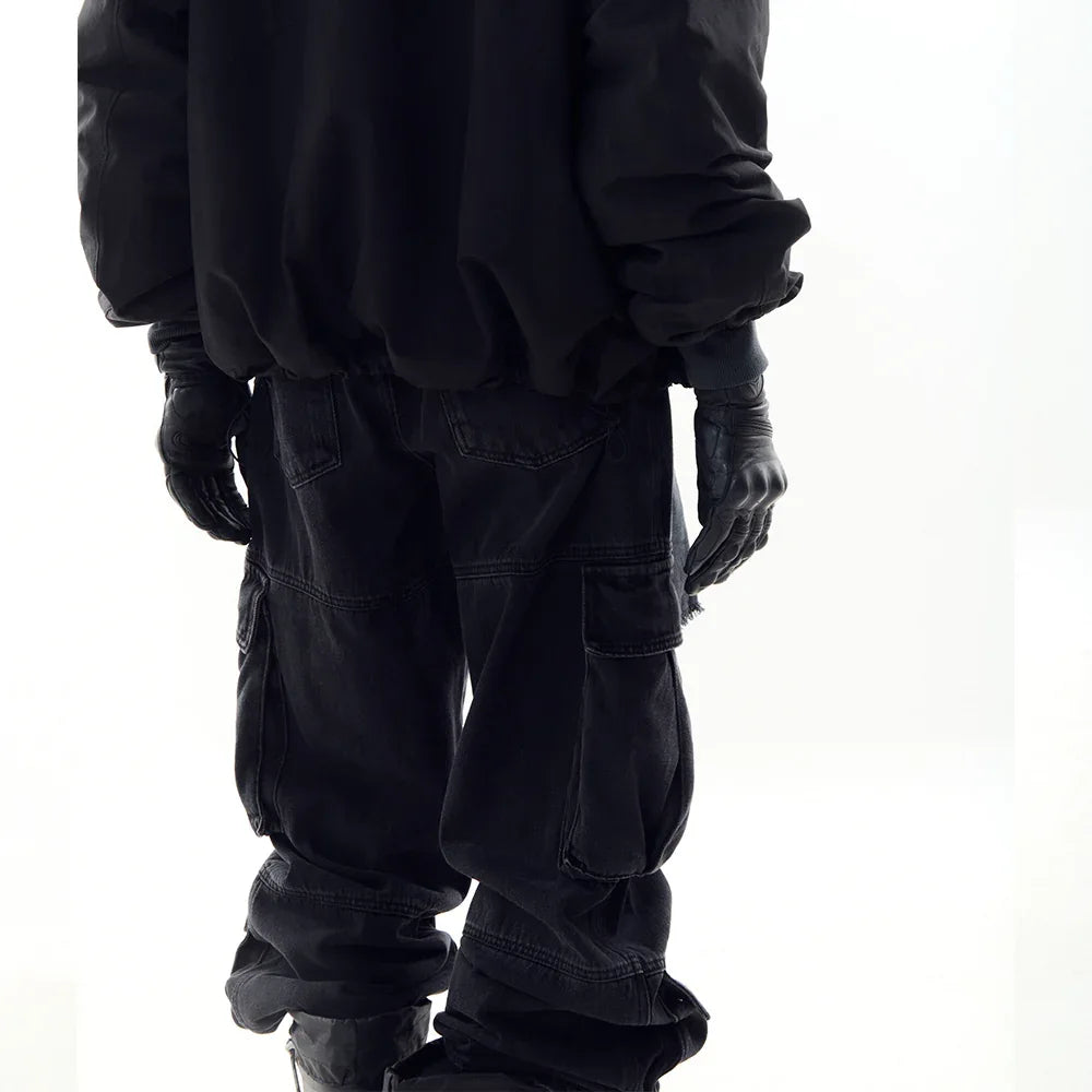 Utility Cargo Washed Denim Pants - BLR BLUER - VENTURER