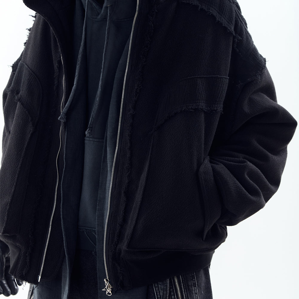 Heavy Texture Wool Linen Puffer Jacket