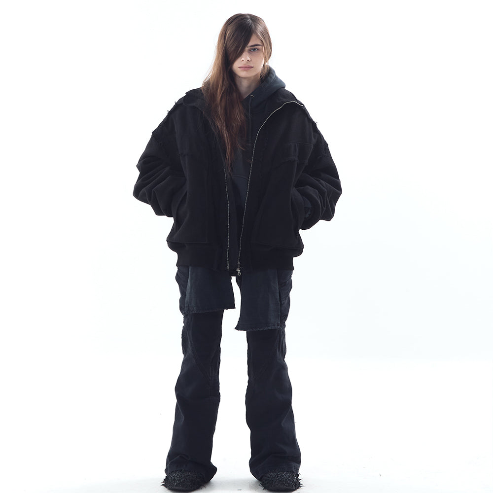 Heavy Texture Wool Linen Puffer Jacket